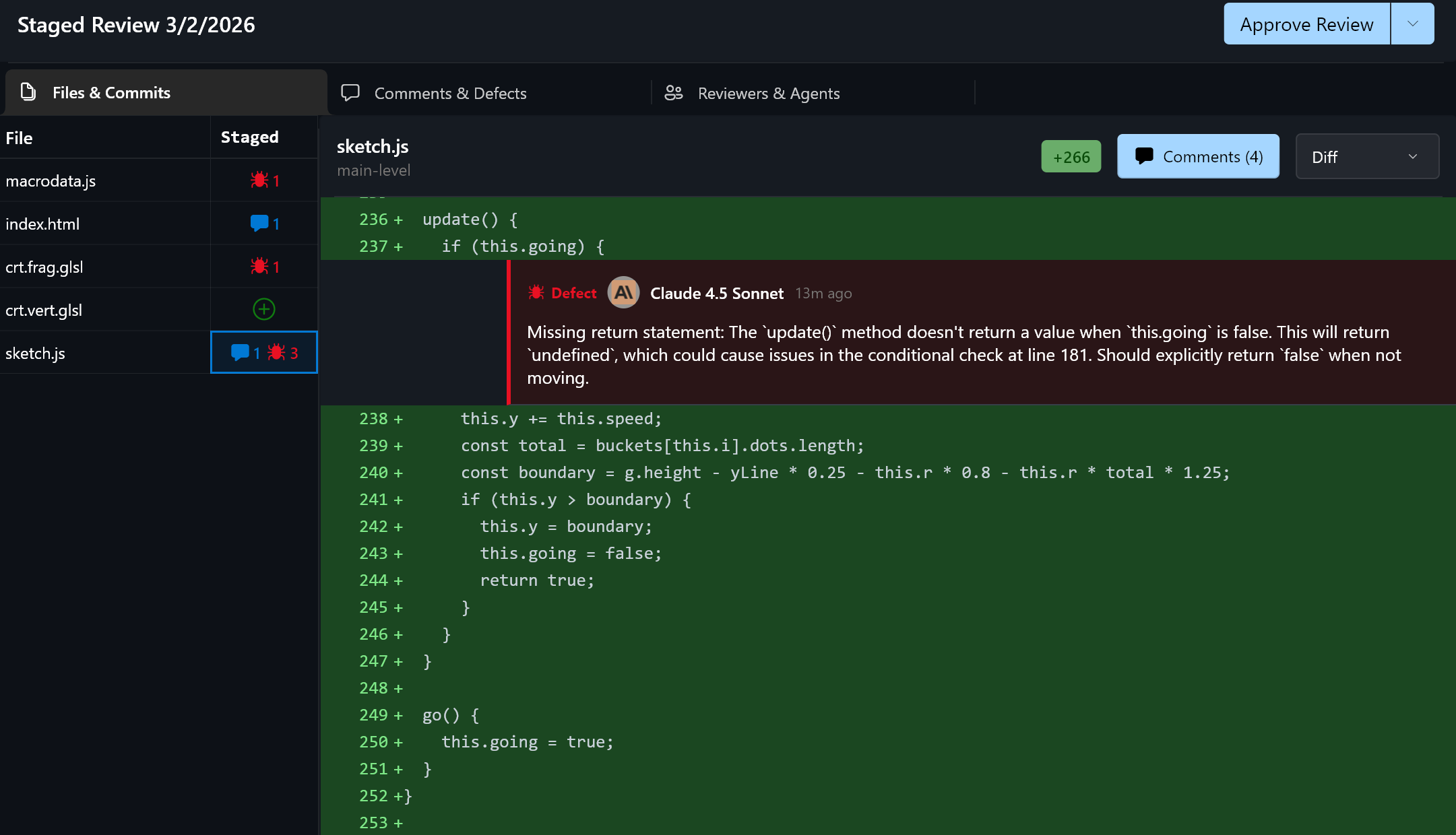 Review Staged Changes Locally screenshot